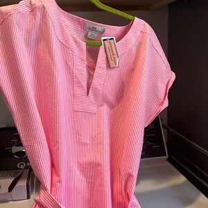 Vineyard Vines Pink Pin Stripe Dress, tie waist New with Tags